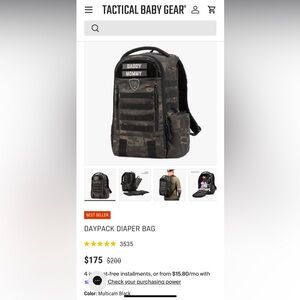 Tactical Baby Gear Daypack Black Camo NWOT